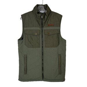 Columbia Full-Zip Insulated Vest Mens Small Green Pockets Outdoors